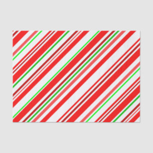 Candy Cane Stripes Diagonal Pattern Red Green Tissue Paper