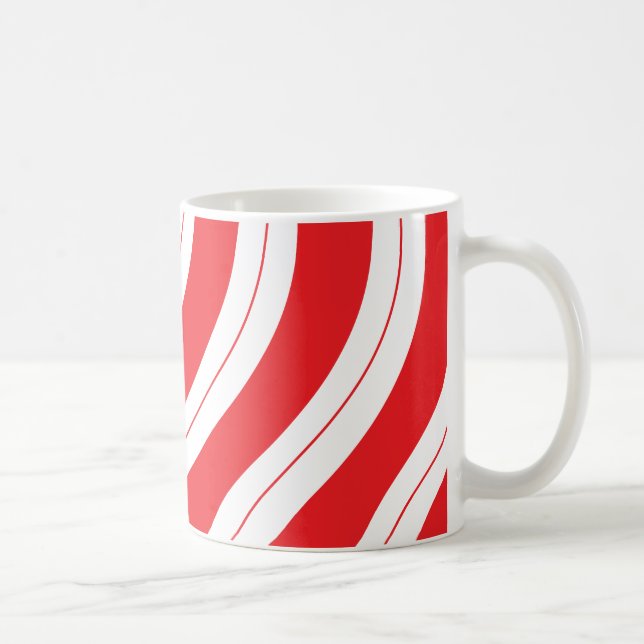 Candy Cane Stripes Festive Red Christmas Coffee Mug (Right)