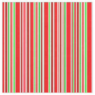 Candy Cane Stripes Festive Red White Green Fabric