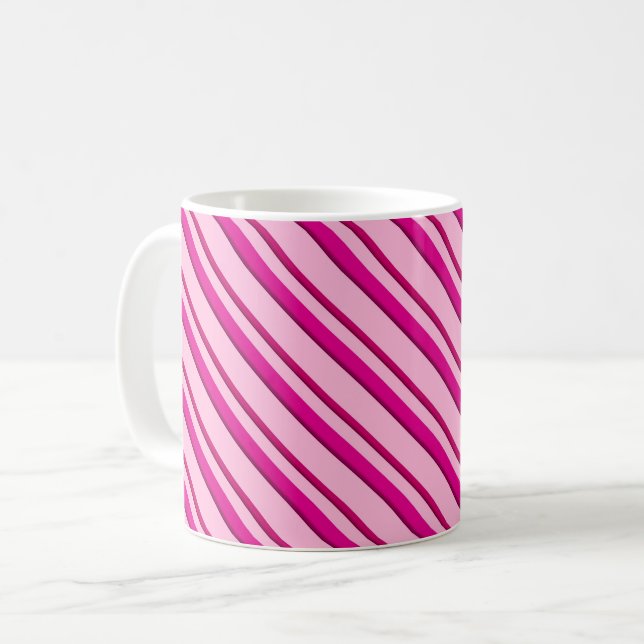 Candy Cane Stripes in Peppermint Pink  Coffee Mug (Front Left)