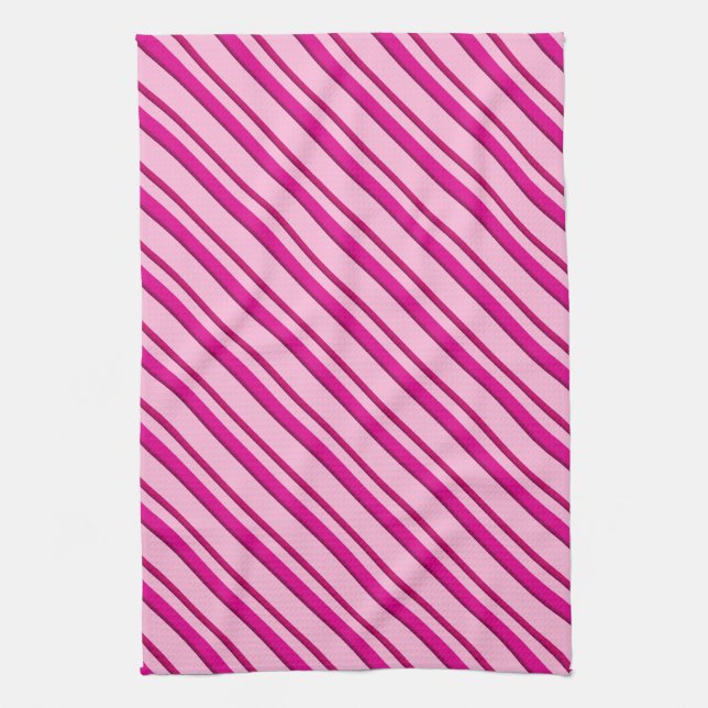 Candy Cane Stripes in Peppermint Pink  Tea Towel (Vertical)