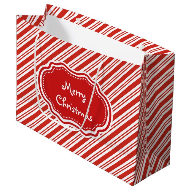 Candy Cane Stripes Large Gift Bag (Front Angled)