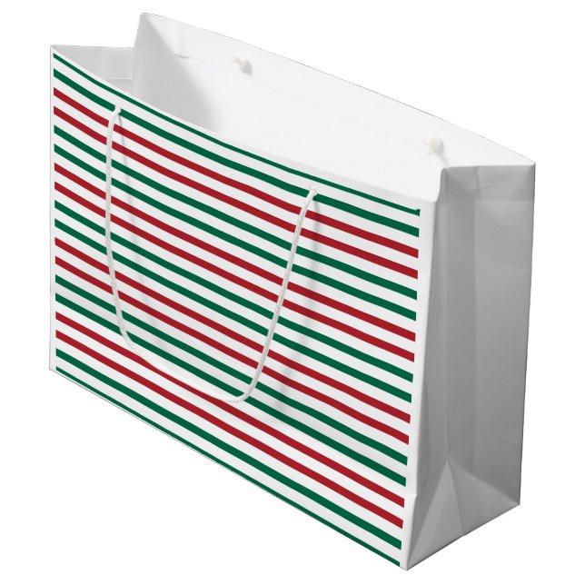 Candy Cane Stripes Large Gift Bag (Front Angled)