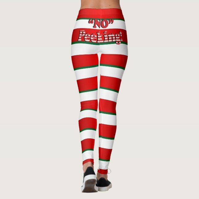 Candy Cane Stripes - No Peeking - Humour Leggings (Back)