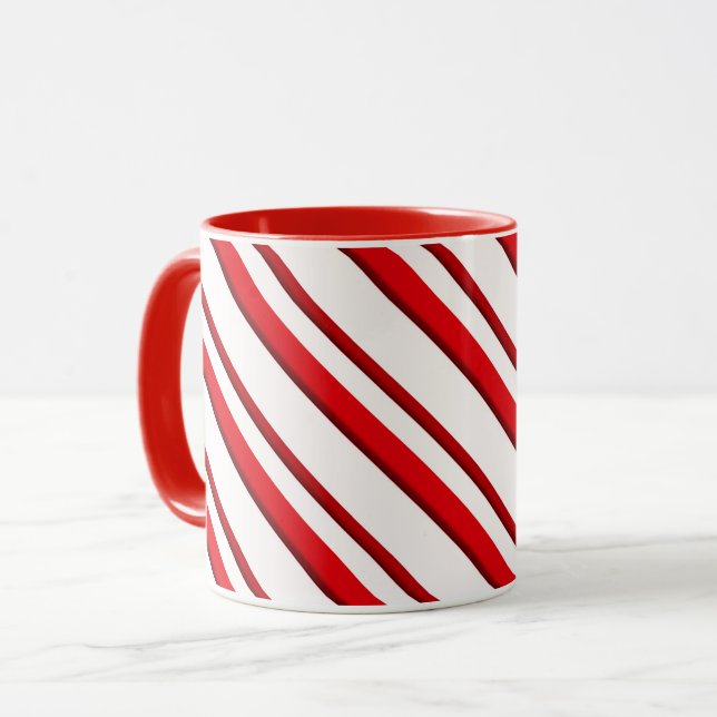 Candy Cane Stripes, peppermint red and white Mug (Front Left)