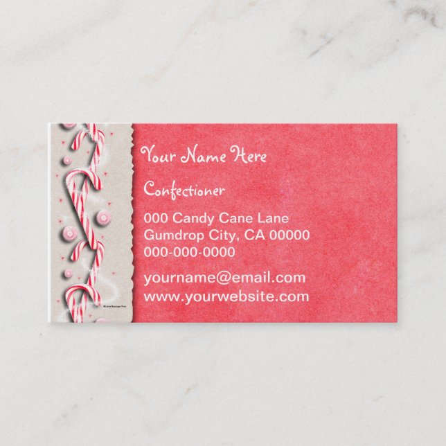 Candy Cane Stripes Red White Business Card (Front)