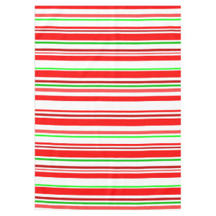 Candy Cane Stripes Red White Green Cheerful Bright Tablecloth