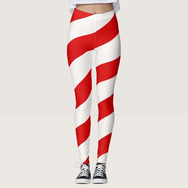 Candy Cane Stripped Leggings (Front)
