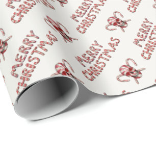 Candy Cane Sugar Skull Wrapping Paper