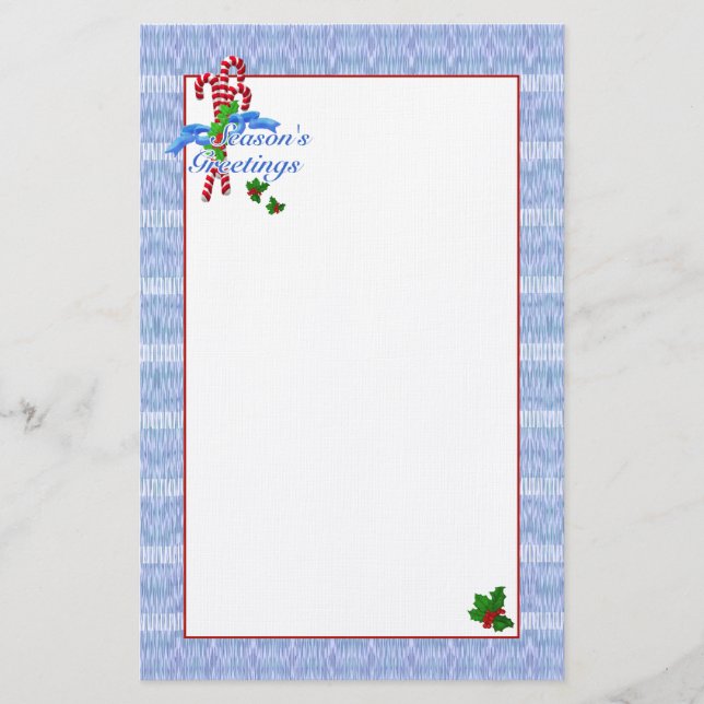 Candy Cane Surprise Christmas Stationery (Front)