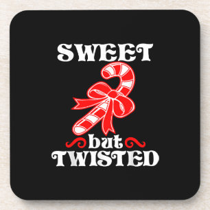 Candy Cane Sweet But Twisted Funny Christmas Coaster
