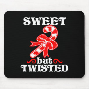 Candy Cane Sweet But Twisted Funny Christmas Short Mouse Pad