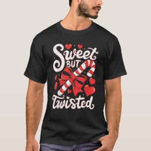 Candy Cane Sweet But Twisted Funny Christmas Xmas  T-Shirt