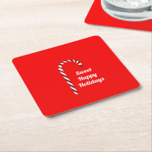 Candy Cane Sweet Holidays Pulp Board Coasters