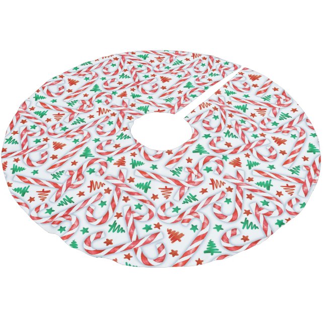 Candy Cane Sweetness Brushed Polyester Tree Skirt (Angled)