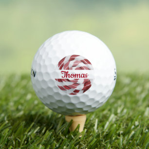 Candy Cane Swirl with Name    Golf Balls