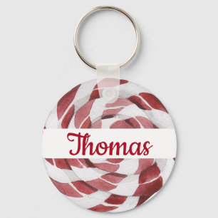 Candy Cane Swirl with Name Key Ring