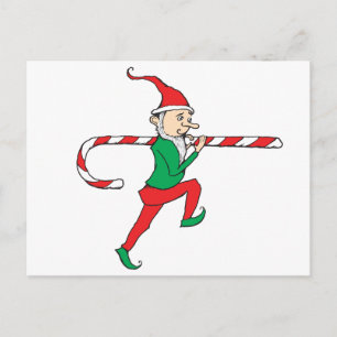 Candy Cane Thief Gnome Postcard