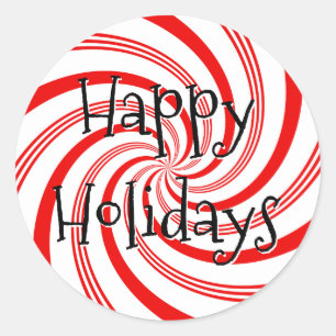 Candy Cane Twirl Classic Round Sticker