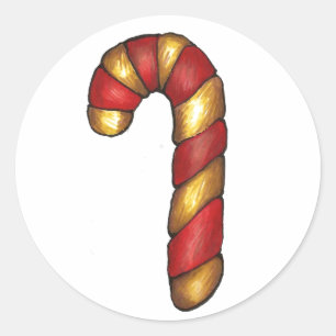 Candy Cane Twist Red Green Peppermint Christmas Classic Round Sticker