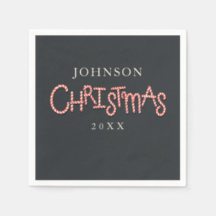 Candy Cane Typography Christmas Party Napkins