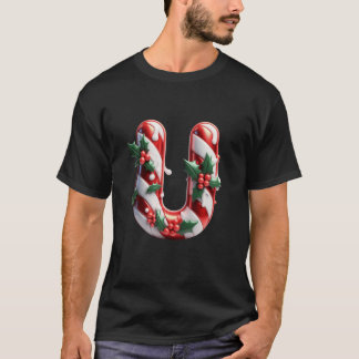 Candy Cane U with Holly Berries T-Shirt