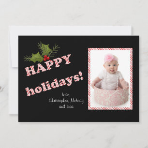 Candy Cane Vertical Photo Holiday Card