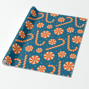 Candy cane vintage Christmas retro pattern Wrapping Paper