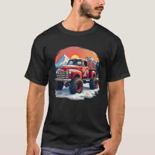 Candy Cane Vintage Truck Christmas Holiday  T-Shirt