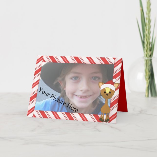 Candy-Cane Wayne Deer Holiday Card (Front)