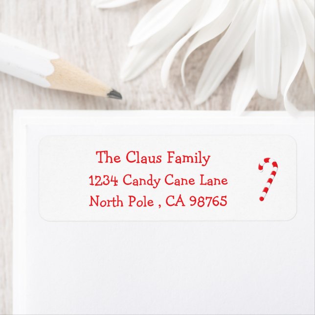 Candy Cane White Holiday Return Address Label (Insitu)