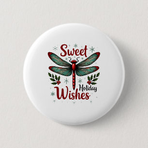 Candy Cane Wings Dragonfly 6 Cm Round Badge