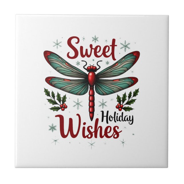 Candy Cane Wings Dragonfly Tile (Front)