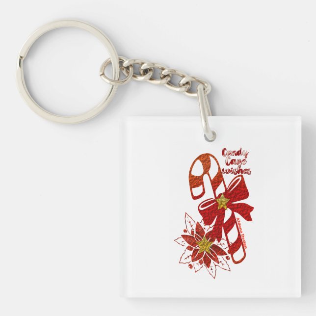 Candy cane wishes key Ring (Front)