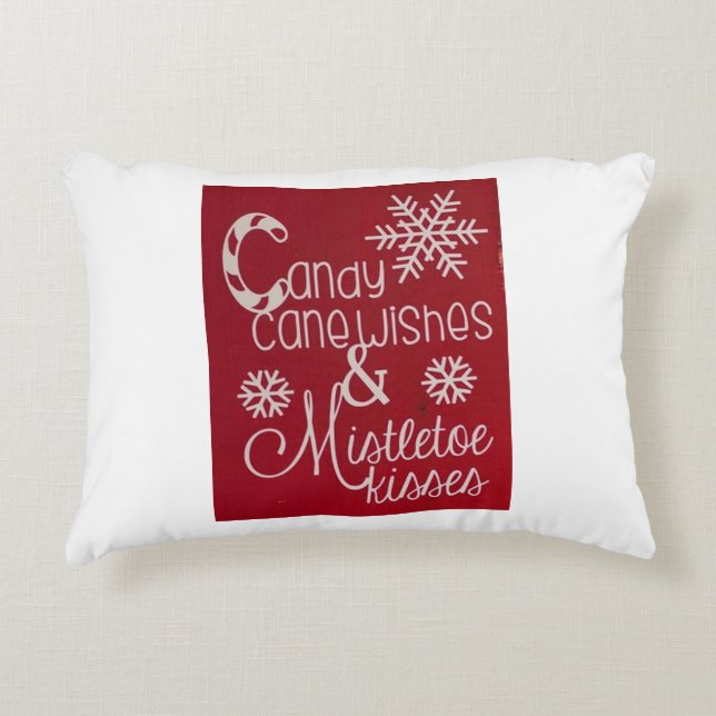 **CANDY CANE WISHES / MISTLETOE KISSES** CUTE DECORATIVE CUSHION (Front)