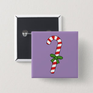 Candy Cane with Green Ribbon 15 Cm Square Badge