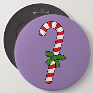 Candy Cane with Green Ribbon 6 Cm Round Badge