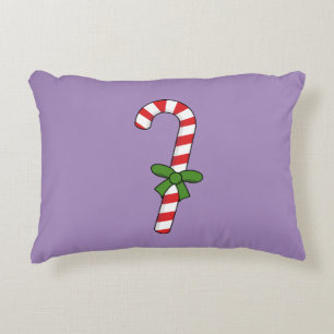 Candy Cane with Green Ribbon Decorative Cushion