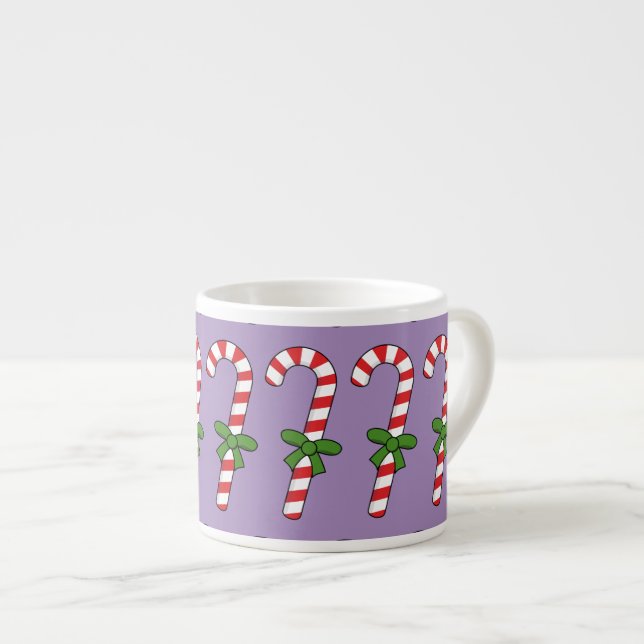Candy Cane with Green Ribbon Espresso Cup (Front Right)