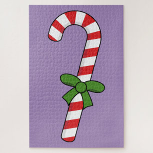 Candy Cane with Green Ribbon Jigsaw Puzzle