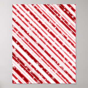 Candy cane with Stars and Snowflakes Poster