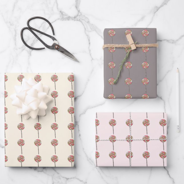 Candy cane wrapping paper. Gift wrapping.  Paper Sheet (Front)