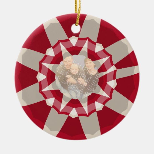 Candy Cane Wreath Ceramic Tree Decoration (Front)