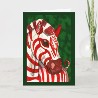 Candy Cane Zebra Christmas Card