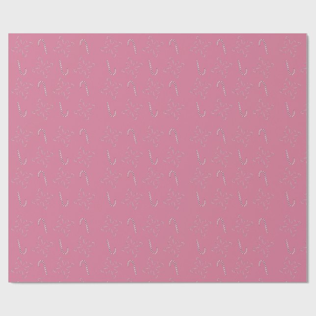 Candy Canes 2026 Pink Wrapping Paper (Flat)