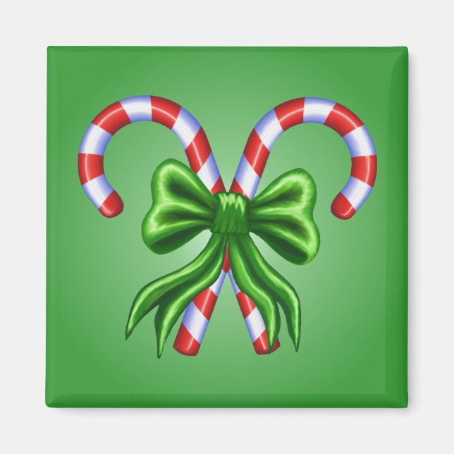 Candy Canes and Bow - Customised Magnet (Front)