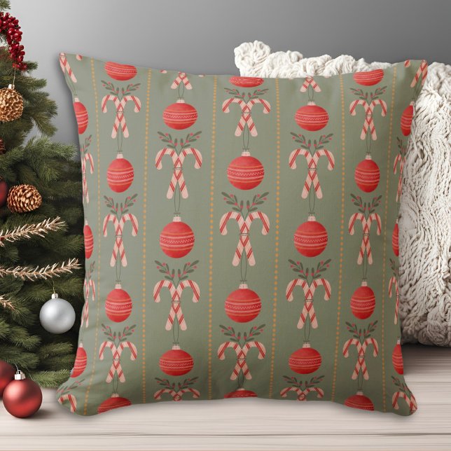 Candy canes and Christmas ornaments  Cushion (Creator Uploaded)