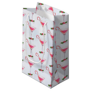 Candy Canes and Cocktails Pattern Christmas  Small Gift Bag