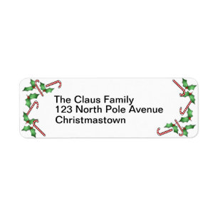 Candy Canes and Holly Address Labels