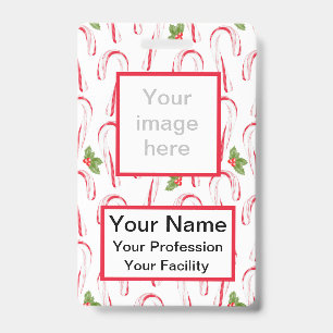 Candy Canes and Holly Badge ID Badge